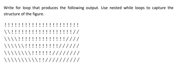 Solved Write for loop that produces the following output. | Chegg.com