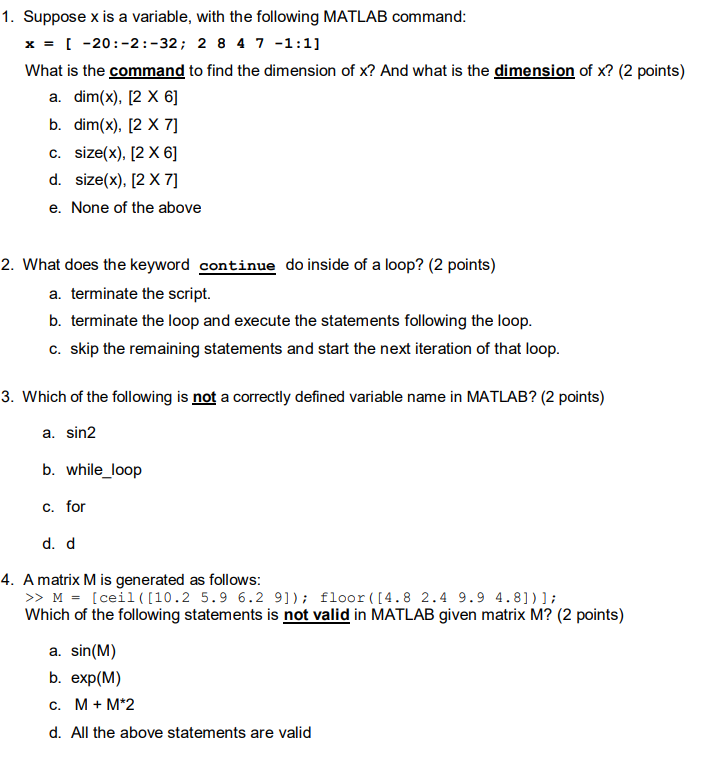 Solved 1. Suppose x is a variable, with the following MATLAB | Chegg.com