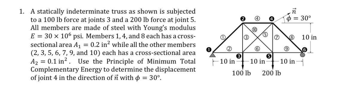 Solved N 30 4 10 1 10 In 1 A Statically Indetermina Chegg Com