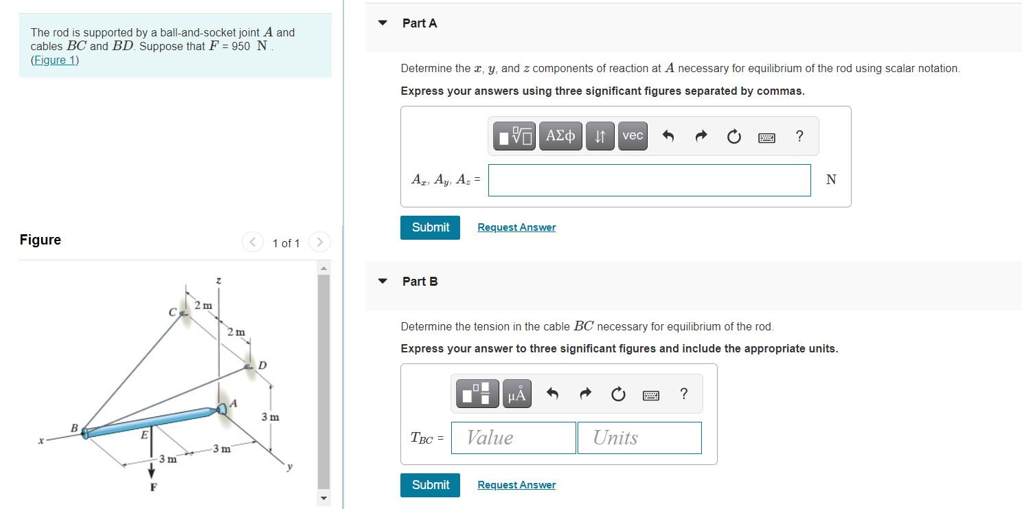 Solved Part A The rod is supported by a ball-and-socket | Chegg.com