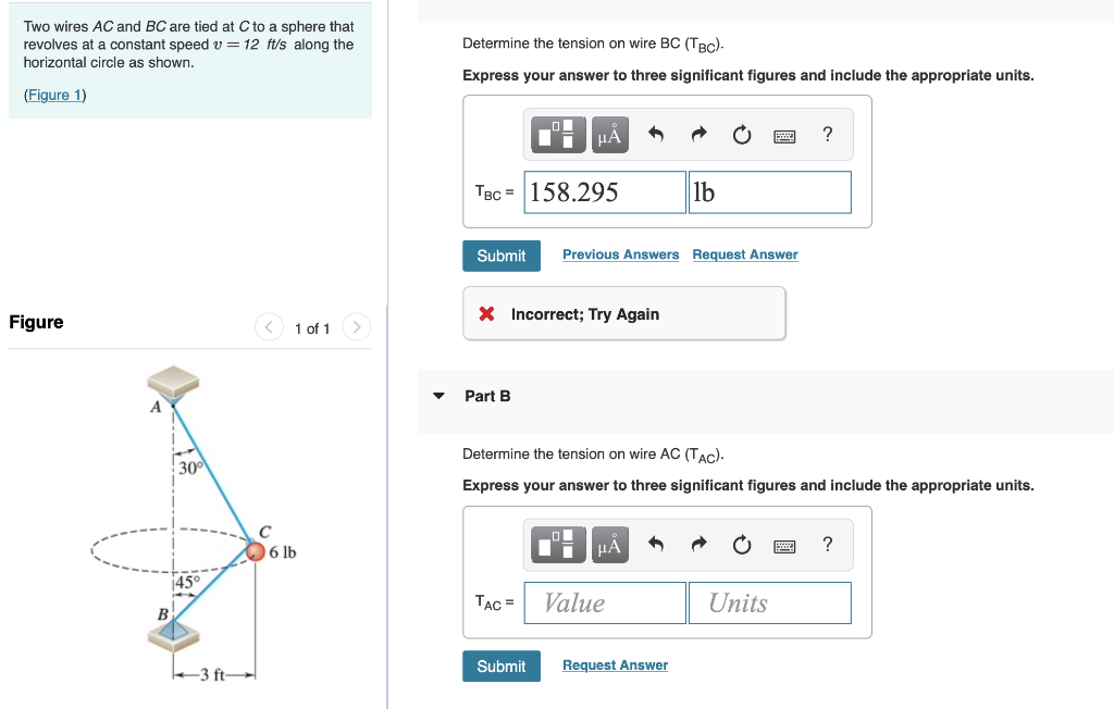 Solved Two wires AC and BC are tied at C to a sphere that | Chegg.com