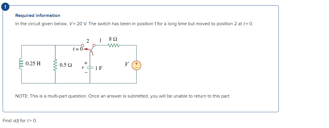 Solved Required information In the circuit given below, V= | Chegg.com