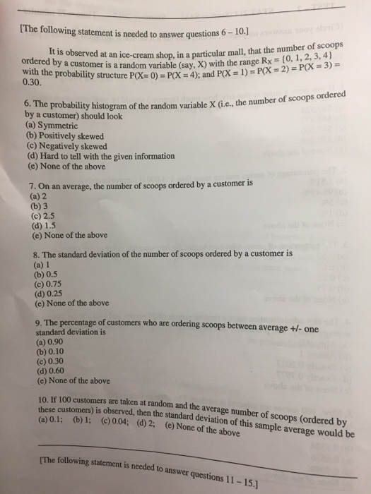 Solved It is observed at an ice-cream shop, in a particular | Chegg.com