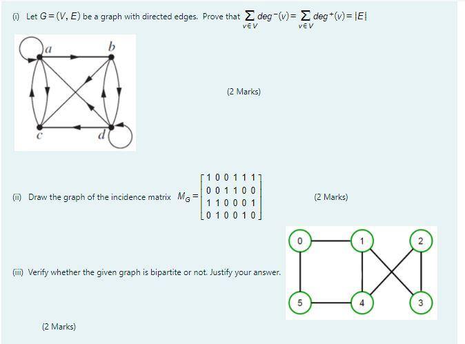 Solved 0 Let G=(V, E) be a graph with directed edges. Prove | Chegg.com