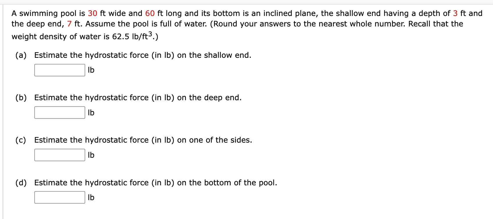 Solved A swimming pool is 30 ft wide and 60 ft long and its