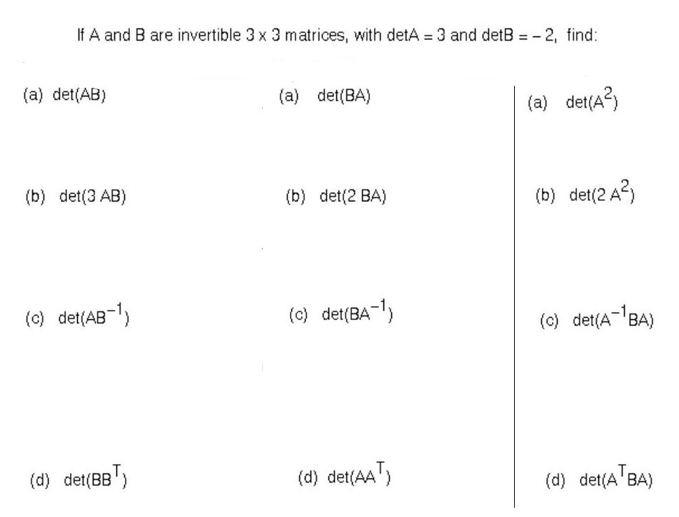 Solved If A And B Are Invertible 3×3 Matrices, With DetA=3 | Chegg.com