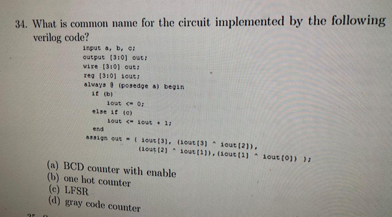 Solved 34. What is common name for the circuit implemented | Chegg.com