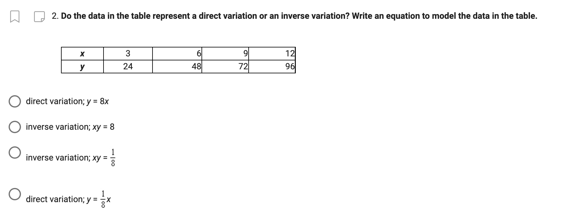 Solved 2. Do the data in the table represent a direct | Chegg.com
