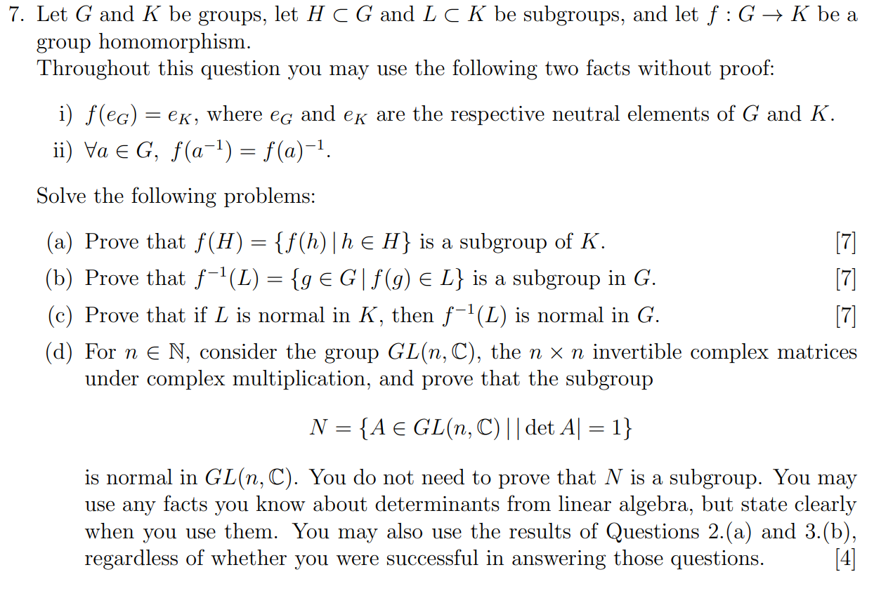 Solved 7 Let G And K Be Groups Let H C G And Lck Be Sub Chegg Com