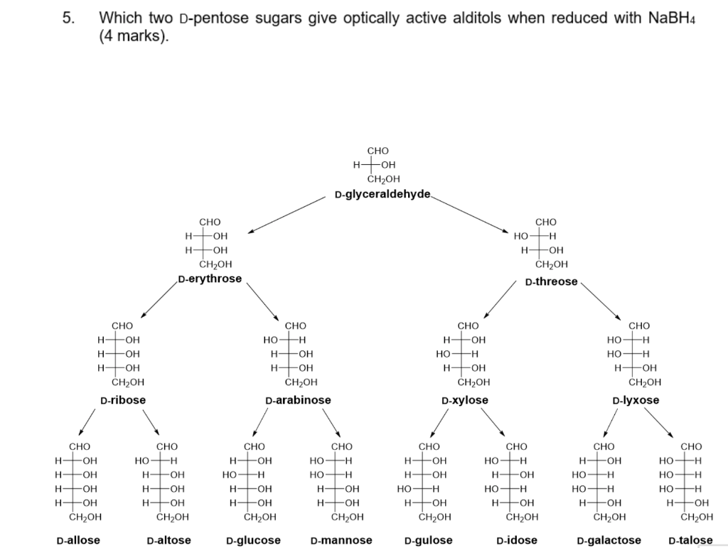 Solved 5. Which two Dpentose sugars give optically active