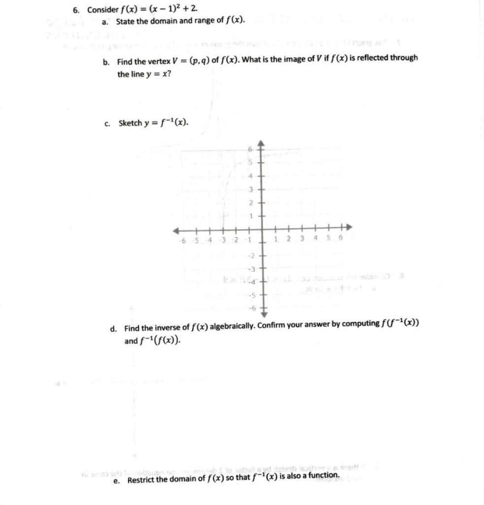 Solved 6 Consider F X X 1 2 2 A State The Domain Chegg Com