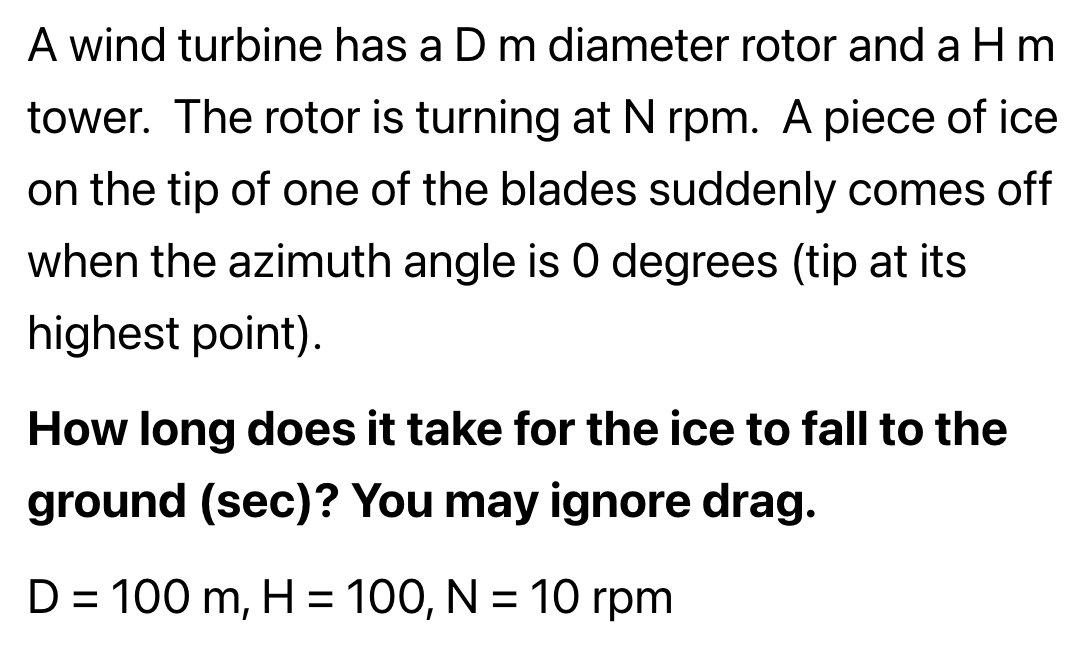 Solved A wind turbine has a D m diameter rotor and a Hm | Chegg.com