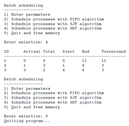 Batch Process Scheduling - Using C, please follow the | Chegg.com