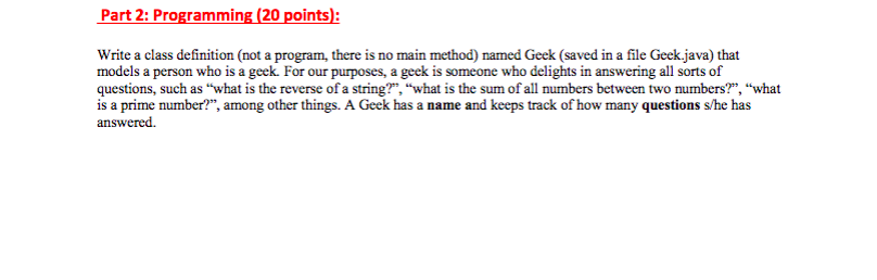 Solved Part 2: Programming (20 points): Write a class | Chegg.com