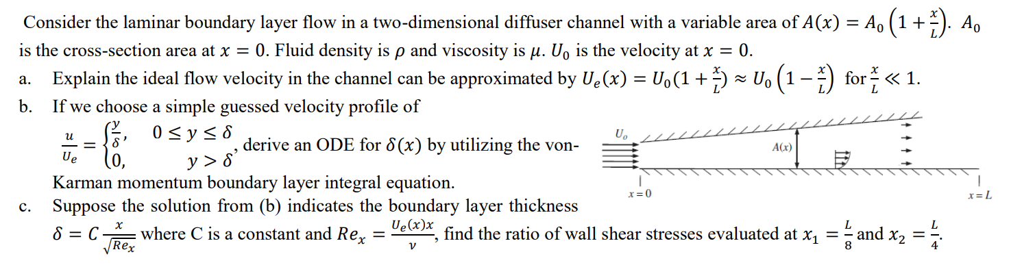 Solved a. b. Consider the laminar boundary layer flow in a | Chegg.com