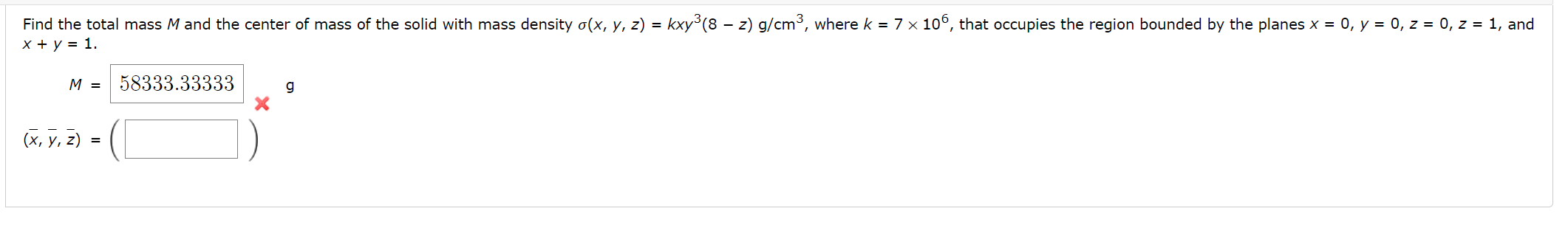 Solved Find the total mass M and the center of mass of the | Chegg.com