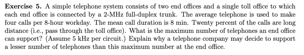 Solved Exercise 5. A simple telephone system consists of two | Chegg.com