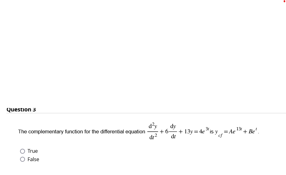 Solved The complementary function for the differential | Chegg.com