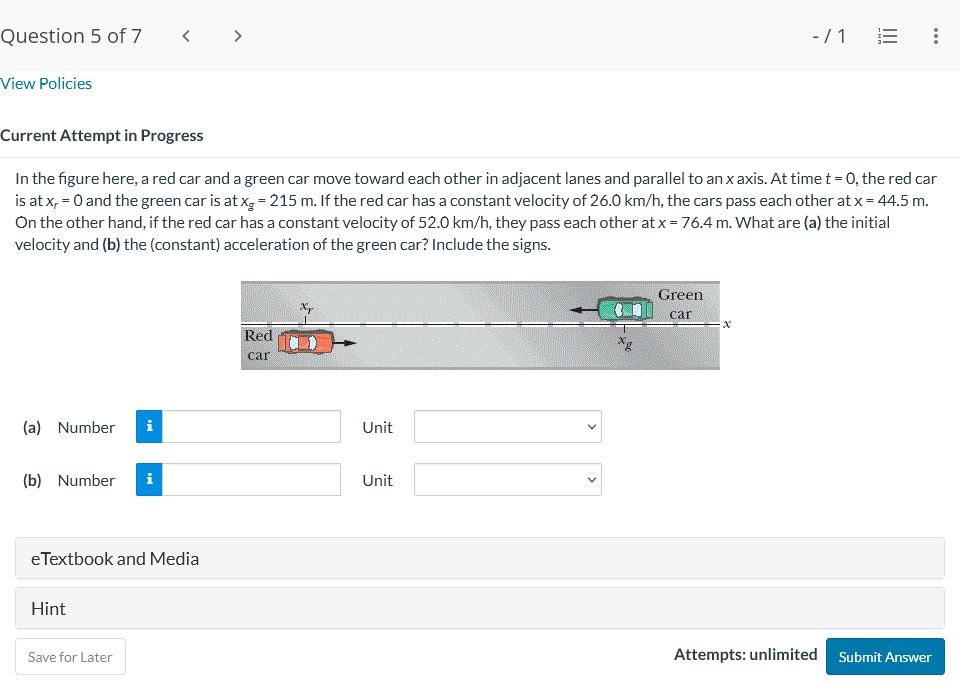 Solved In the figure here, a red car and a green car move | Chegg.com