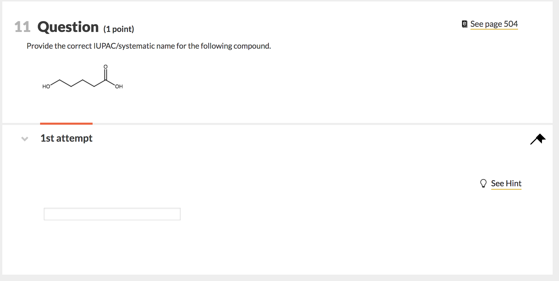 Solved 11 Question (1 point) See page 504 Provide the Chegg com