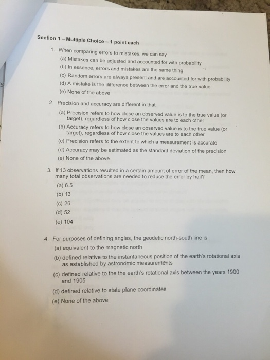 Solved Section 1 - Multiple Choice-1 point each 1. When | Chegg.com