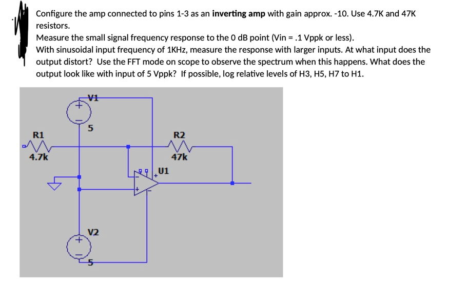 Configure the amp connected to pins 1-3 as an | Chegg.com