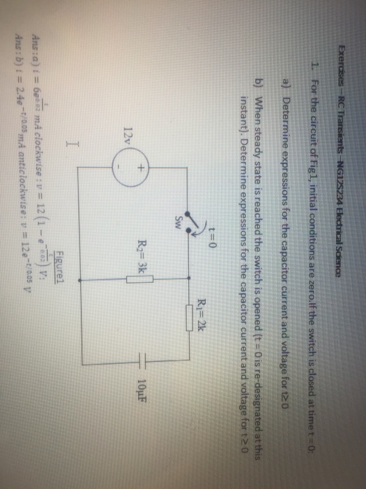 Solved ts For the circuit of Fig 1, initial conditions are | Chegg.com