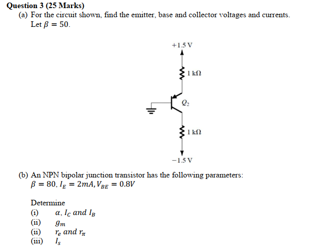 Solved Question 3 25 Marks A For The Circuit Shown F Chegg Com