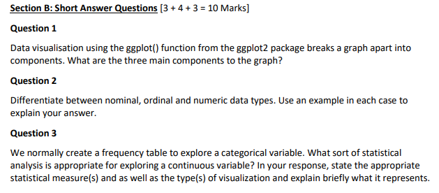 Solved Section B: Short Answer Questions [3 + 4+3=10 Marks] | Chegg.com