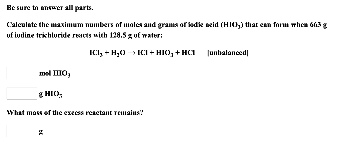 Solved Be sure to answer all parts. Calculate the maximum | Chegg.com