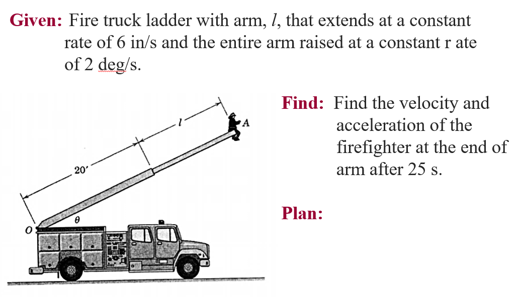 Fireman Ladder Math Problem Solved Given: Fire truck ladder with arm, 1, that extends at | Chegg.com