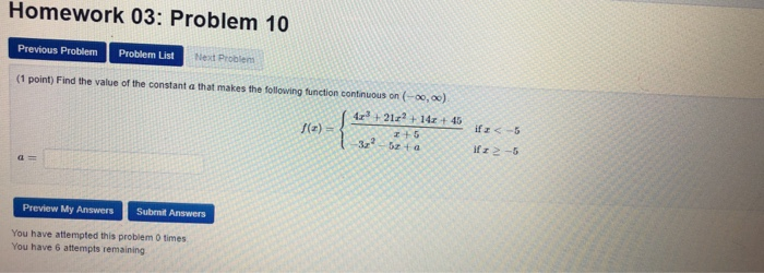 Solved Homework 03: Problem 10 Previous Problem Problem List | Chegg.com