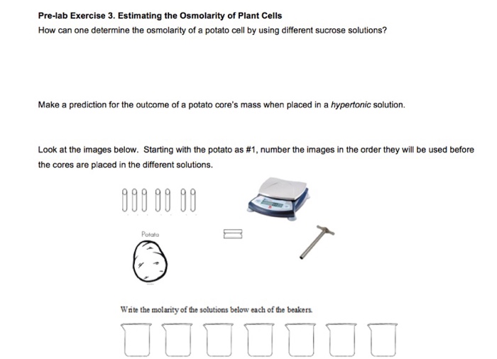Solved Prelab Exercise 3. Estimating the Osmolarity of
