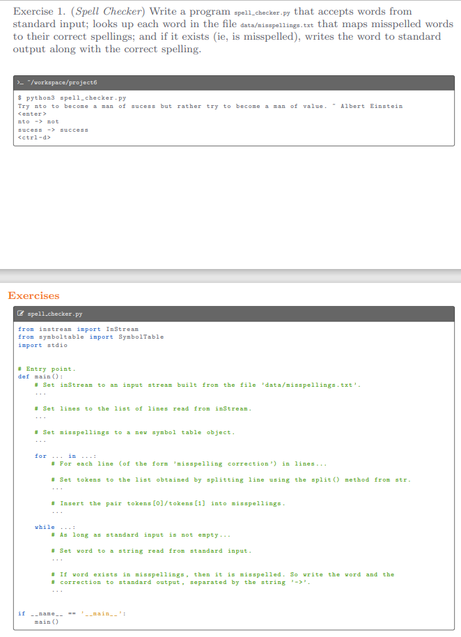 Solved Exercise 1. (Spell Checker) Write a program | Chegg.com