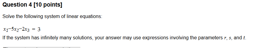 Solved Question 4[10 points] Solve the following system of | Chegg.com