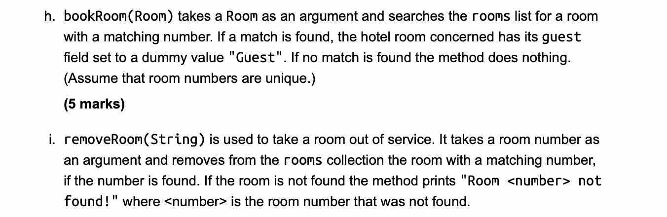Solved a. Next, create a public class called Hotel in the | Chegg.com