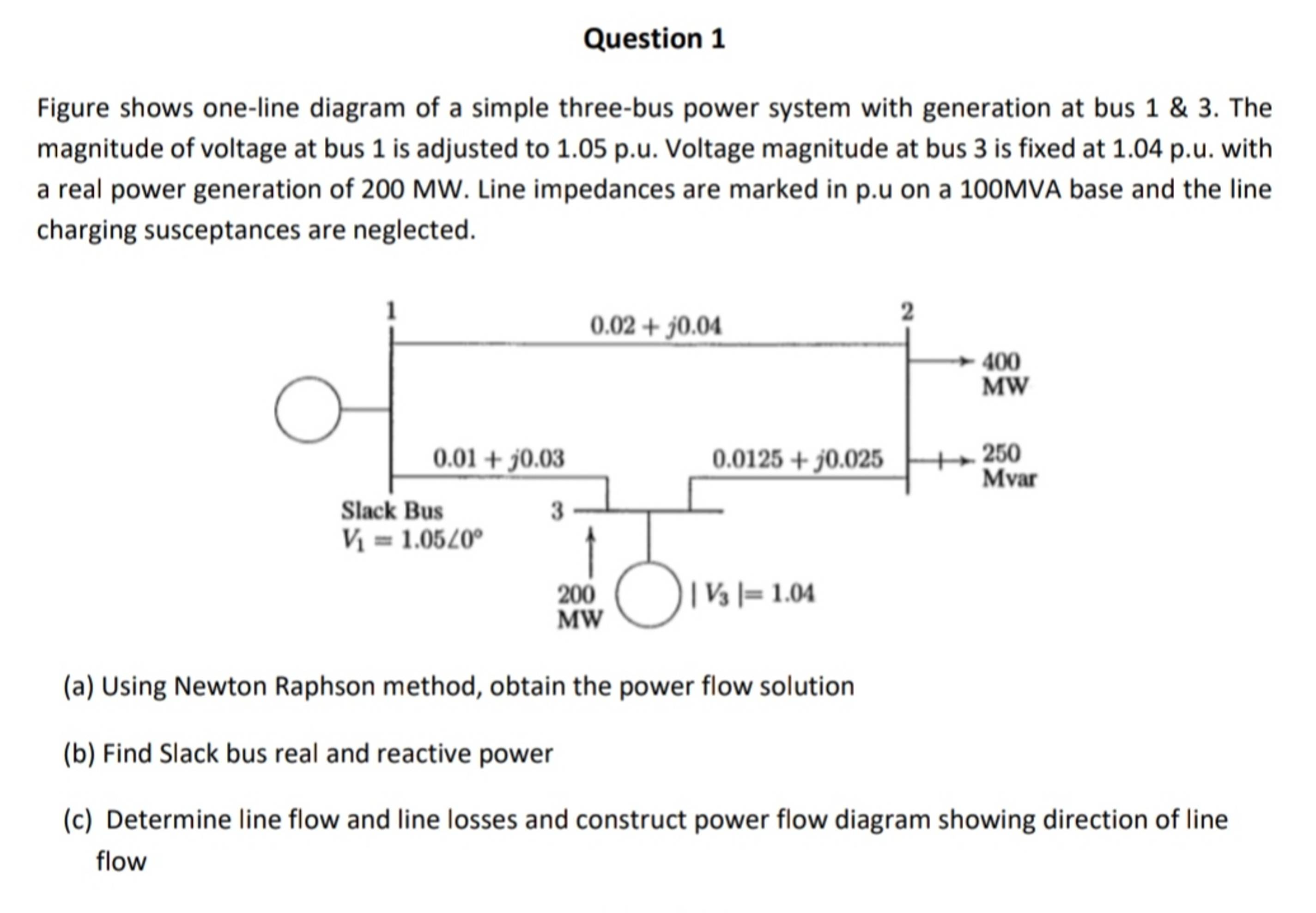 Solved Question 1Figure Shows One-line Diagram Of A Simple | Chegg.com