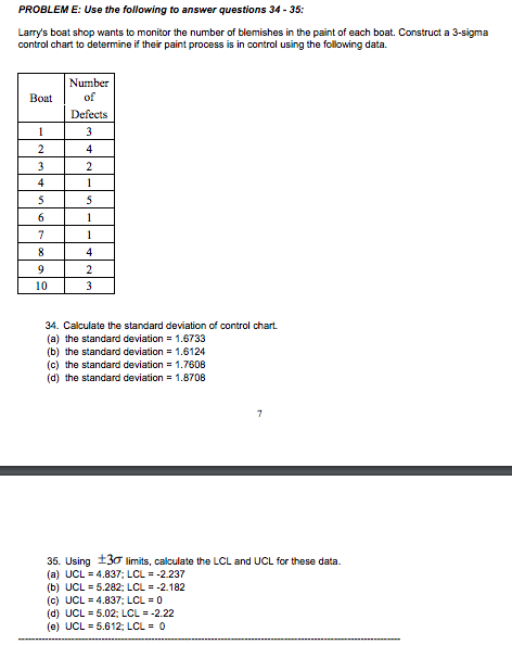 Solved PROBLEM E: Use the following to answer questions 34 - | Chegg.com
