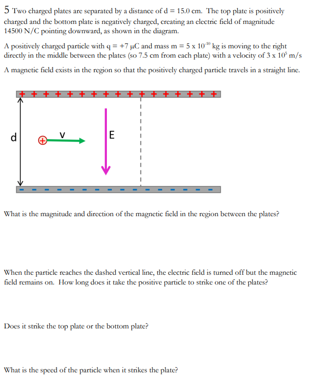 Solved 5 Two Charged Plates Are Separated By A Distance Of D | Chegg.com