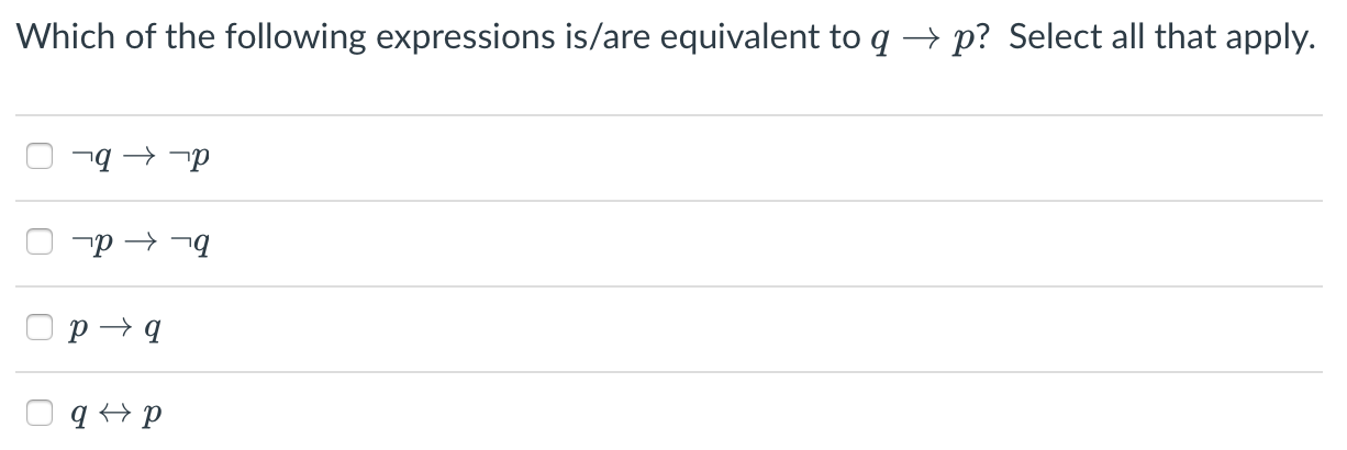 Solved Which Of The Following Expressions Is/are Equivalent | Chegg.com