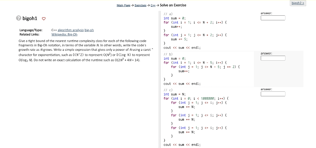 Solved Main Page → Exercises →⊂++→ Solve an Exercise | Chegg.com