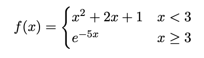 Solved f(x)={x2+2x+1e−5xx