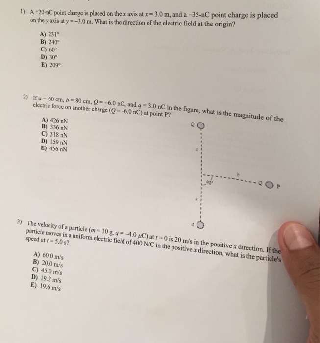 Solved 3.0 m, and a 35nC point charge is placed 1) A