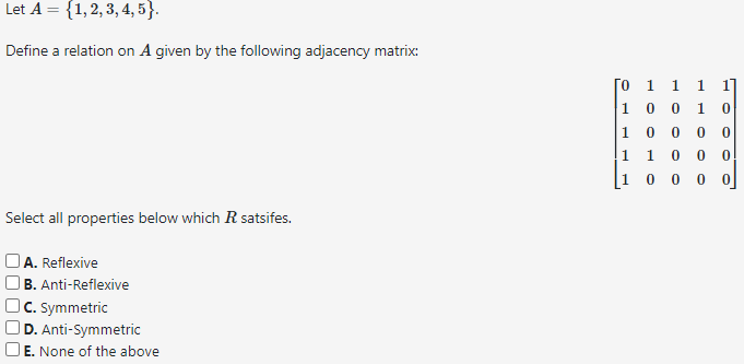 Solved Let A={1,2,3,4,5}. Define a relation on A given by | Chegg.com