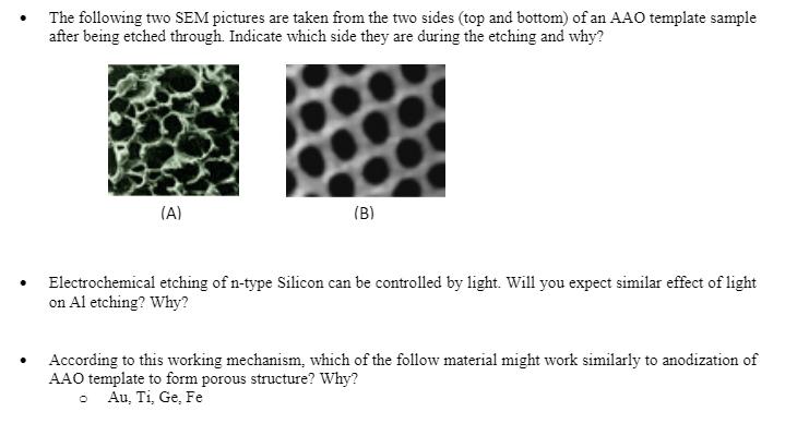 Solved The following two SEM pictures are taken from the two | Chegg.com