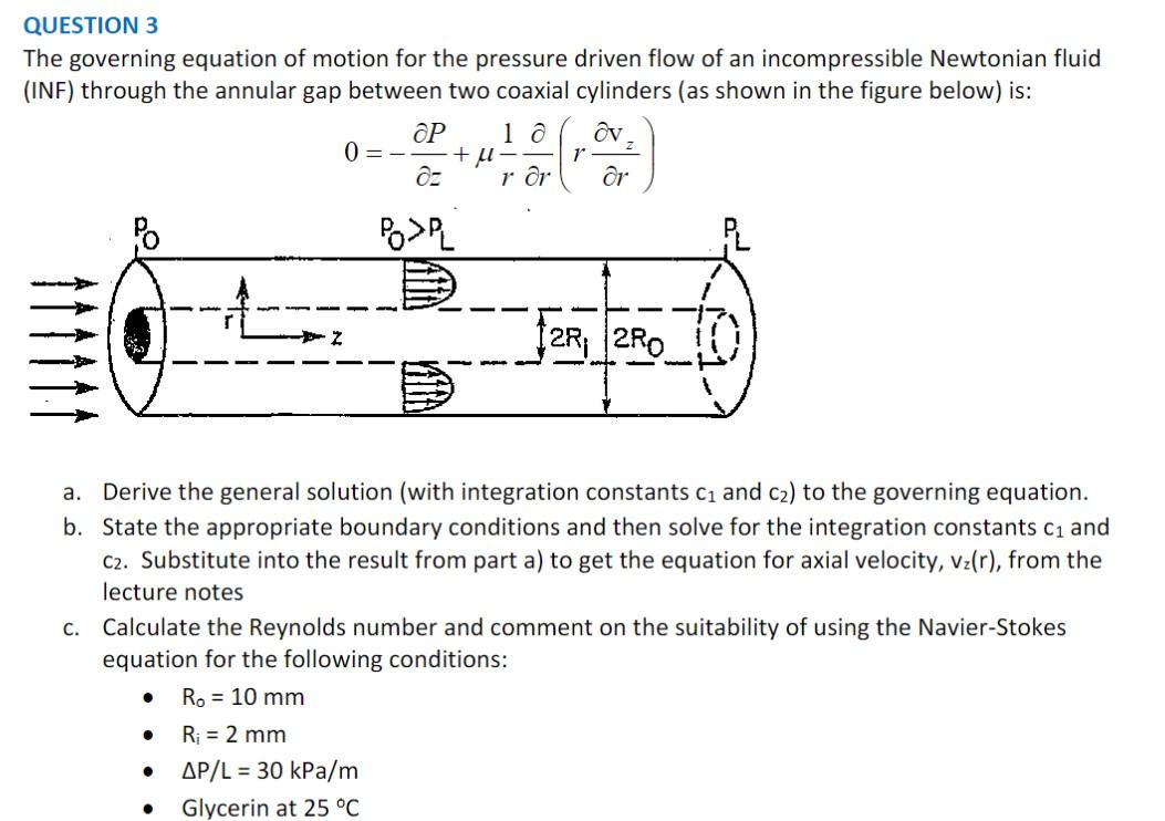 Solved Question 3 The Governing Equation Of Motion For The 7177