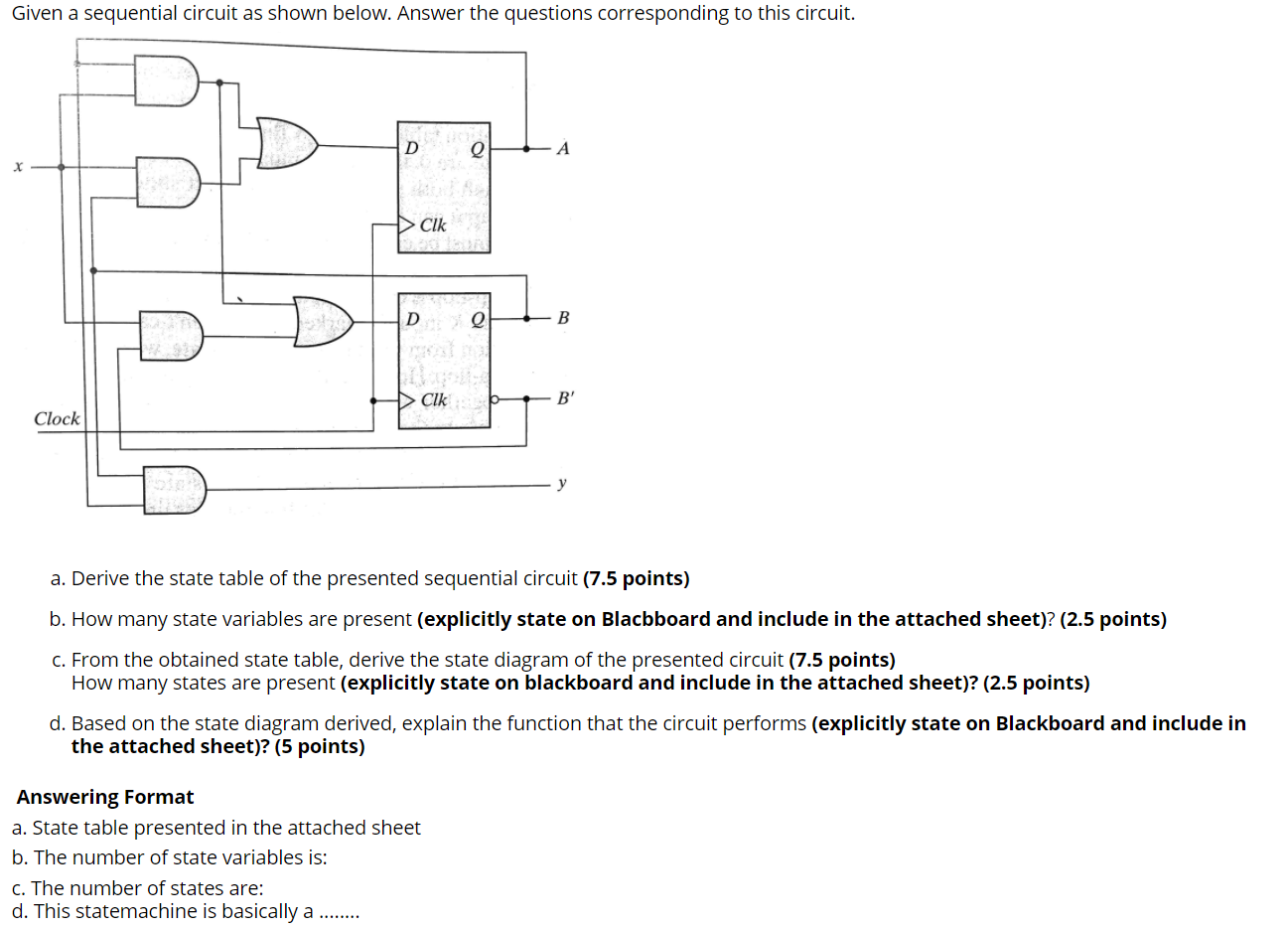 Solved Given A Sequential Circuit As Shown Below. Answer The | Chegg.com