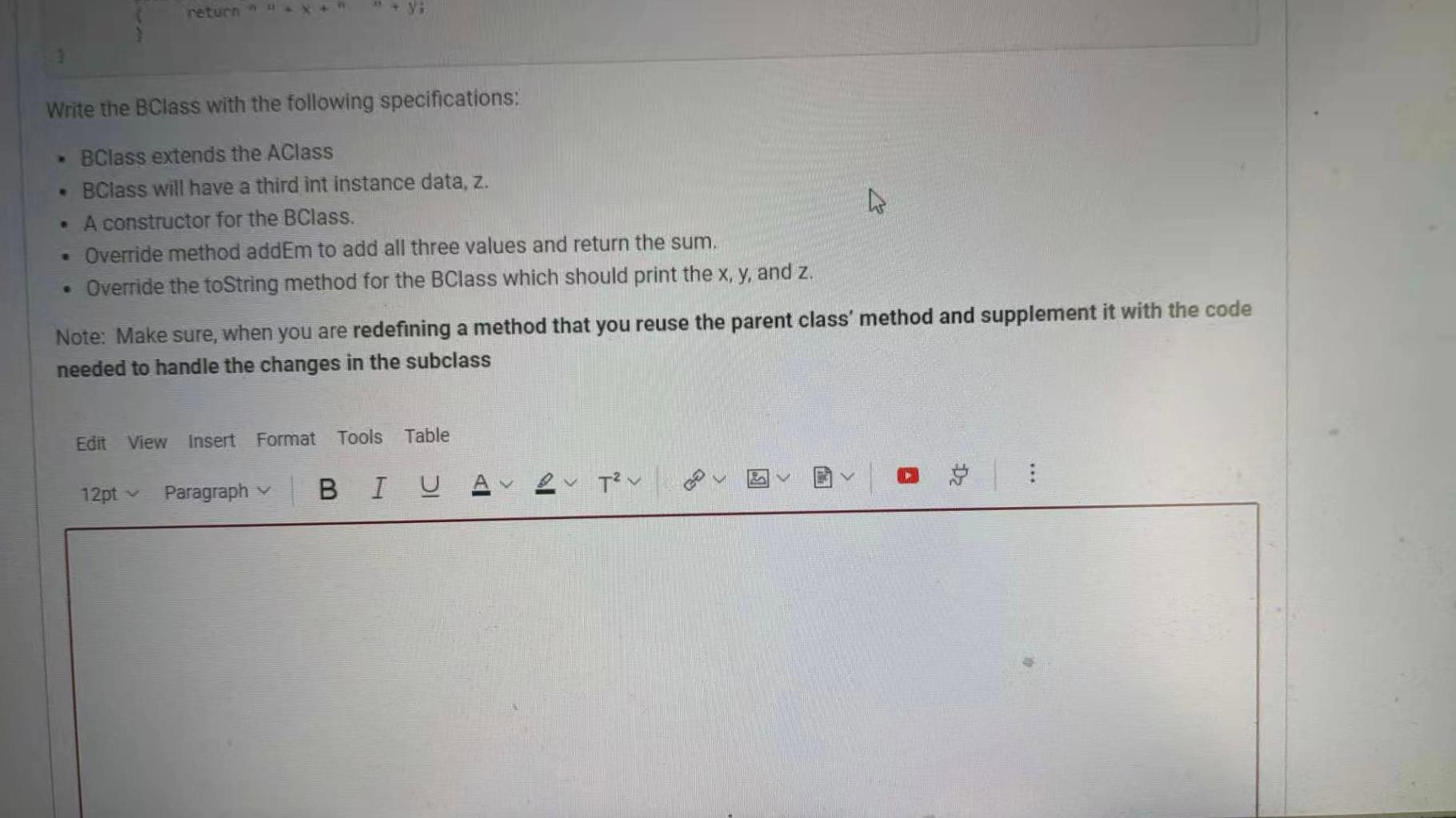 Solved 6 pts Question 38 Consider the following class | Chegg.com