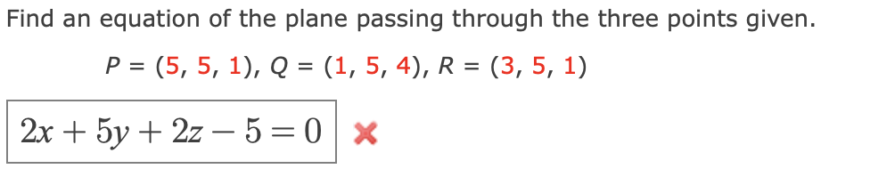 Solved Find an equation of the plane passing through the | Chegg.com