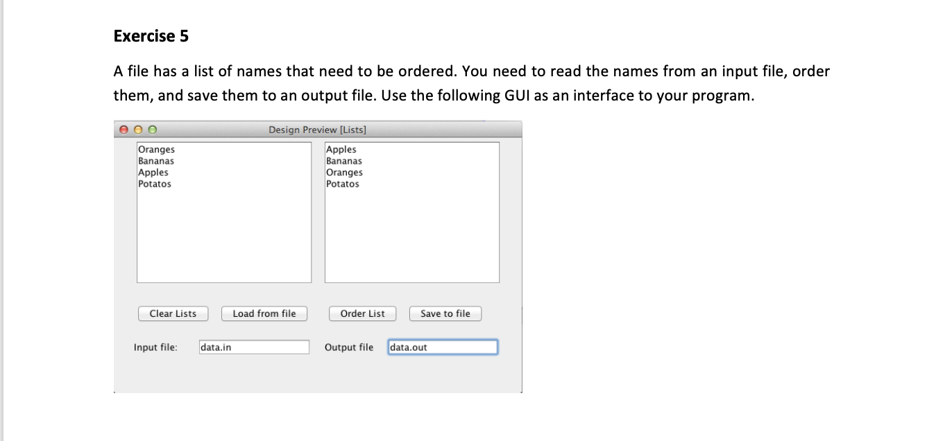 Solved Exercise 5 A file has a list of names that need to be | Chegg.com